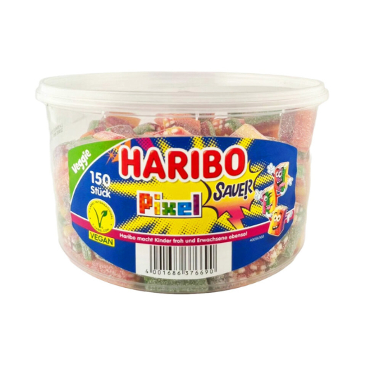 Fruchtgummi Rainbow Pixel sauer, 150 Stück - 1,2 kg Dose