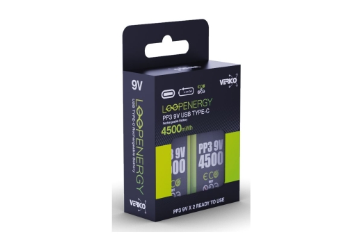 Verico LoopEnergy Li-Ion Akku 9V-Block, USB-C, 2er Pack retail
