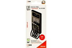 2GO Powerbank Solar 10000mAh mit LED Taschenlampe schwarz