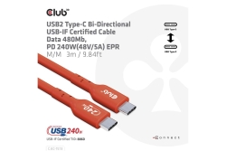 Club3D Kabel USB 2 Typ C PD 240W / 480Mb 3m St/St retail