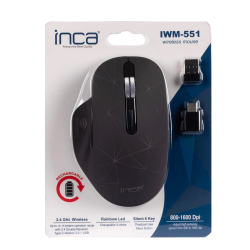 INCA Wrls Maus 1600DPI/7Tasten/LED/USB-A/-C/Micro-B sw...