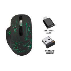 INCA Wrls Maus 1600DPI/7Tasten/LED/USB-A/-C/Micro-B sw retail