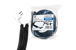 Logilink Kabelschlauch Reißverschl. AD: 50 mm, schwarz, 2 m