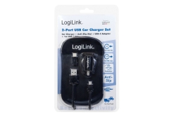 Logilink USB Kfz Netzteil, 2x USB-Port, 10.5W + Antirutschm.