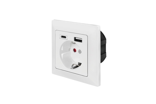 Logilink Unterputz-Steckdose, 1x CEE 7/3, 1x USB-A, 1x USB-C