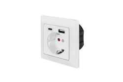 Logilink Unterputz-Steckdose, 1x CEE 7/3, 1x USB-A, 1x USB-C
