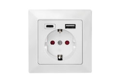 Logilink Unterputz-Steckdose, 1x CEE 7/3, 1x USB-A, 1x USB-C