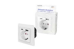 Logilink Unterputz-Steckdose, 1x CEE 7/3, 1x USB-A, 1x USB-C