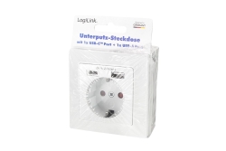 Logilink Unterputz-Steckdose, 1x CEE 7/3, 1x USB-A, 1x USB-C