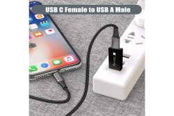 Techly Adapter USB-A M auf USB-C F, USB 3.0, schwarz