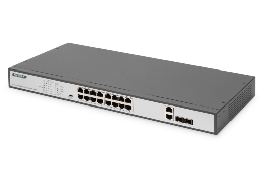 DIGITUS Switch 16-Port 10/100 250W PoE Unmanaged schwarz