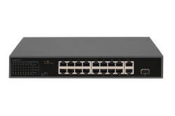 DIGITUS Switch 16-Port 10/100 32W PoE schwarz