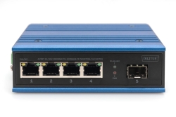 DIGITUS Switch Ind. 4-Port Gigabit 30W PoE Unmanaged blau