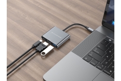 CONCEPTRONIC 3-1 Dock USB-C->HDMI/USB-A/100WPD 25cm gr