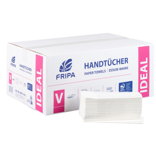 Handtücher Ideal - Zick-Zack-Falzung, 1-lagig, weiß, 20 x 250 Blatt