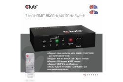 Club3D HDMI Switchbox 3 Eingänge -> 1 Ausgang 8K60Hz UHD retail