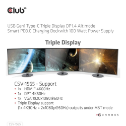 Club3D 4K ChargingDock USB-C ->5xUSB3/DP/HDMI/VGA/LAN...