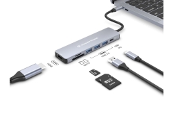 CONCEPTRONIC 7-1 Dock USB-C->HDMI/3xUSB-A/SD/TF/+ 25cm gr