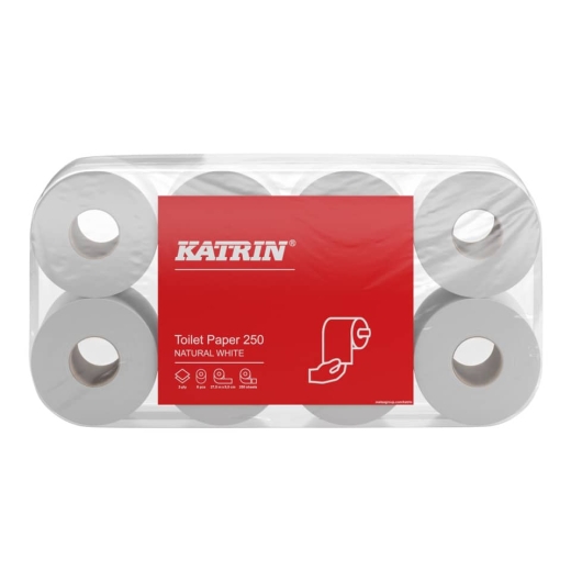 Toilettenpapier Basic Toilet - 2-lagig, naturweiß, 8 Rollen à 250 Blatt