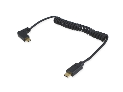 Equip Kabel USB-C2.0->C 90°Coil PD60W St/St 1.00m...