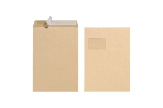 Herlitz Briefumschlag C4 90g haftklebend m.Fenster braun10St