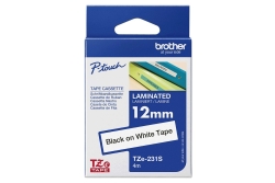Schriftband Brother 12mmx4m weiß/schwarz TZe-231S