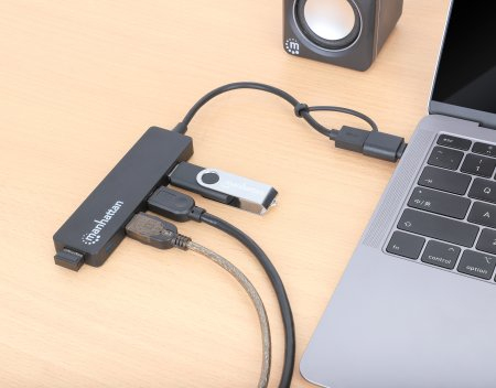 MANHATTAN 4-Port USB 3.0 Typ-C / Typ-A Kombi-Hub schwarz