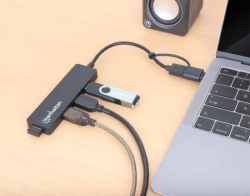 MANHATTAN 4-Port USB 3.0 Typ-C / Typ-A Kombi-Hub schwarz