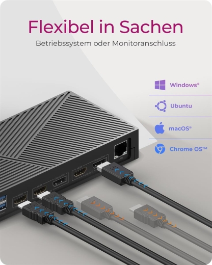 Dockingstation IcyBox Hybrid mit dreifacher Videoausgabe retail