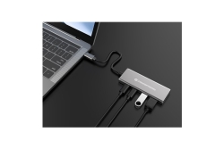 CONCEPTRONIC 4-1 Dock USB-C->2xUSB-C/2xUSB-A/100WPD 25cm gr