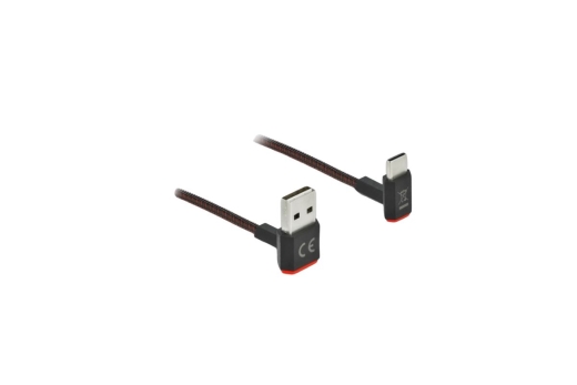 DELOCK USB-A 2.0 Stecker zu USB-C Stecker gewinkelt 0,5m SW