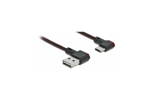 DELOCK USB-A 2.0 Stecker < USB-C Stecker gewinkelt 0,2m SW