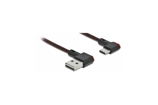DELOCK USB-A 2.0 Stecker < USB-C Stecker gewinkelt 0,5m SW