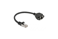DELOCK Verläng. S/FTP RJ45 Ste.< RJ45 Bu. Cat.6A 25cm Black