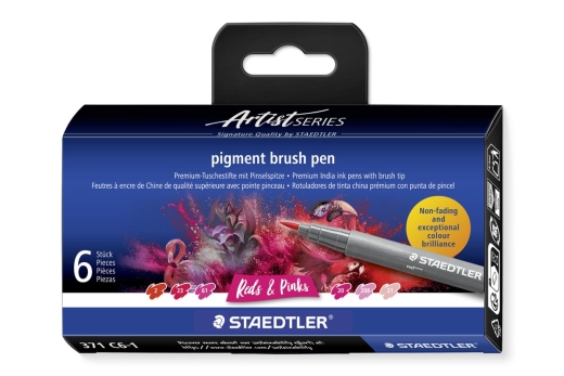 STAEDTLER MultiInk Pigment Arts brush pen 6er-Set reds&pinks retail