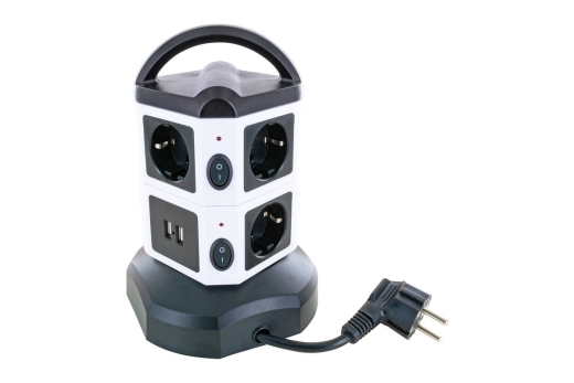 Schwaiger Steckdosentower 7 x Schuko + 2x USB 1,8m