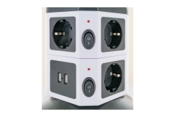 Schwaiger Steckdosentower 7 x Schuko + 2x USB 1,8m