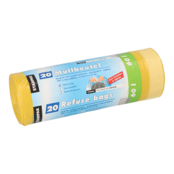 Müllbeutel mit Zugband - 60 L, HDPE, gelb, 20...