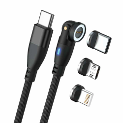 RealPower Magnetic cable 100 Watt,1m,black mit Adaptern