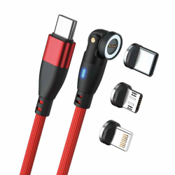 RealPower Magnetic cable 100 Watt,1m,rot mit Adaptern