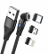 RealPower Magnetic cable 3 Amp,2m,schwarz mit Adaptern