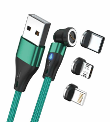 RealPower Magnetic cable 3 Amp,2m,grün mit Adaptern