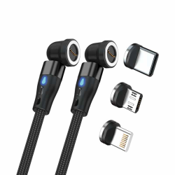 RealPower Magnetic cable,1m,2x magnetisch,schwarz mit Adapte
