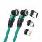 RealPower Magentic cable,1m 2x magnetisch,grün mit Adaptern