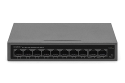 DIGITUS Switch 8+2Port 10/100 30W FE PoE Unmanaged schwa