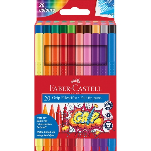 FABER-CASTELL Filzstift Grip Colour Marker 20x Etui