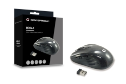 CONCEPTRONIC Reisemaus WLS USB-A/1600DPI/6Tasten R schwarz