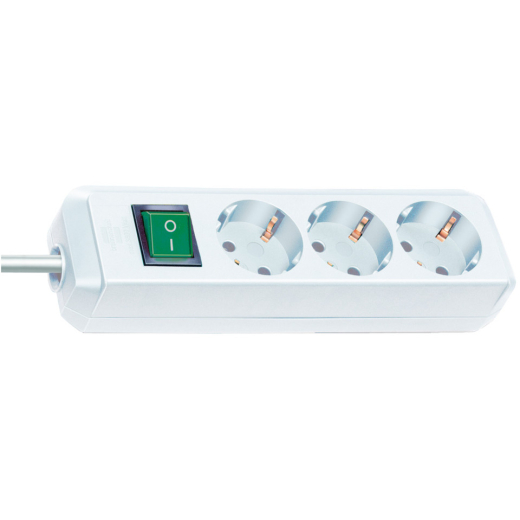 Steckdosenleise Eco-Line - 3-fach, 3m, weiß, Schalter