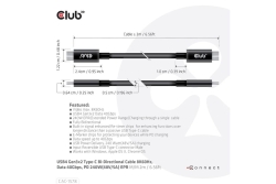 Club3D Kabel USB 4 Typ C PD 240W / 8K / 40Gbps 2m St/St retail