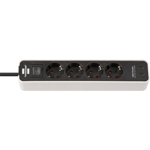 Steckdosenleiste Ecolor+Schalter, 4-fach USB-C, weiß/schwarz